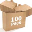 XPCARE 100Pack Large Paper Bags with Handles, 16x6x12 Inch Brown Paper Bag Kraft Shopping Bags for Business Merchandise Wedding Party Favor