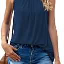 SUEANI Women's O Neck Tank Tops Casual Loose Summer Sleeveless Tops (Blue, XXL)