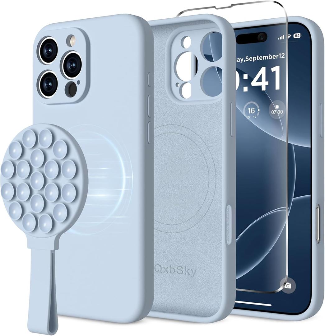 for iPhone 16 Pro Max Silicone Case Soft Protective Shockproof Magnetic Case Compatible MagSafe iPhone 16 Pro Max 6.9" Silicones Phone Case (Baby Blue)