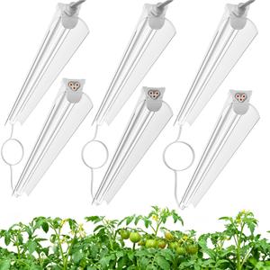 Elaruslux 3FT Plant Grow Light,5000K Full Spectrum White,192W(6 x 32W), LED Grow Light Strips with Timer, Aluminum Reflector, Linkable,Plant Growing Lamp Fixture for Greenhouse Indoor 6pcs