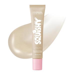 COVERGIRL Clean Fresh Squishy Glaze Lip Butter Balm, Flavored, Non-Sticky, with Vitamin E & Shea Butter 140 Toasted Vanilla (Sheer Beige)