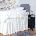 Shreem Linen Dorm Room Bed Skirt Twin XL 30 Inch Drop, 100% Microfiber Extra Long Bedskirt, White
