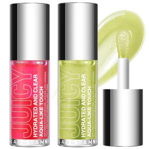Jolilab Lip Oil, Hydrating Lip Glow Oil Plumping Glass Finish Moisturizing Lip Gloss Lip Tint Extract Lip Oil Tinted for Dry Lip and Lip Care (0.34 Fl Oz (Pack of 1), 01#lipoil+02#lipoil)