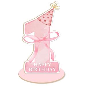Pink Bow Birthday Decorations,1st Birthday Decorations Girls,Bow Wooden Decoration Photo Props for Pink Party Supplies,Cute Ribbon Theme Table Decor for Baby Shower,Number Sign Centerpiece