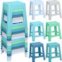 TURSTIN 12 Pack Plastic Stools 16.9 Inch Nesting Stools 6 Color Portable Backless Bar Stool Flexible Seating Chairs for Classroom Office Home