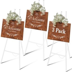 Yuntau 3 Pcs White Metal Easel Stand for Sign, 50 Inch Adjustable
