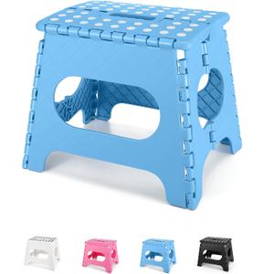 Dyforce Folding Step Stool 11 Inch, Durable Kids Step Stool, Heavy Duty Step Stools for Adults, Compact Foot Stools, Light-Weight Toddler Step Stools for Kitchen, Bathroom, Holds Up to 300 lbs (Blue)