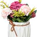 Artificial Hydrangea with Vase Mini Fake Flower Balls Flowers Decoration Fake Plant in Vase for Table Home Office Desktop Decorations (One Size, red)