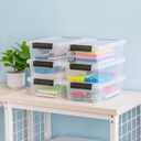 IRIS USA Storage Bins with Lids |Made in USA| 2 Qt - (6-Pack) - Clear/Black | Sensory Craft Organizers, Plastic Clip Box Totes, Flat Containers for Organizing Paper, Office, Art & Study Supplies