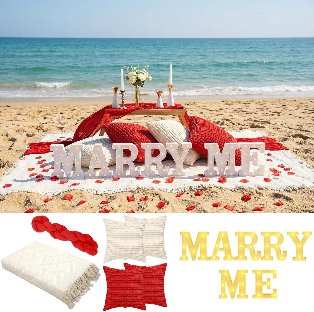 Redbaker Marry Me Light up Letter Proposal Decorations Kit Marry Me Sign for Proposal Engagement Wedding Anniversary