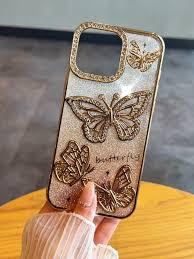 BITOBE Designed for iPhone 14 Plus Case, Cute 3D Butterfly Case Slim Plating Glitter Bling Luxury Cover for Women Girls Protective Camera Protection Bumper 6.7" Gold