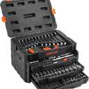 VEVOR Mechanics Tool Set and Socket Set, 1/4" 3/8" 1/2" Drive Deep and Standard Sockets, 450 Pcs SAE and Metric Mechanic Tool Kit with Bits, Combination Wrench, Hex Wrenches, Accessories, Storage Case