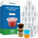 360 Set 4 oz Jello Shot Cups with Lids, Sturdy & Food Safe Disposable Plastic Portion Condiment Dipping Sauce Cups, Small Containers for Salad Dressing