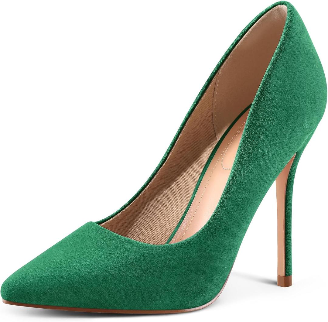 mysoft Women's High Heels Pumps Closed Pointed Toe Stiletto 4IN Heels Dress Wedding Shoes (7)