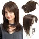 18 Inch Synthetic Hair Toppers for Women with Thinning Hair, Classic Style, Light Brown, 5.5 Inch Base, 20% Density