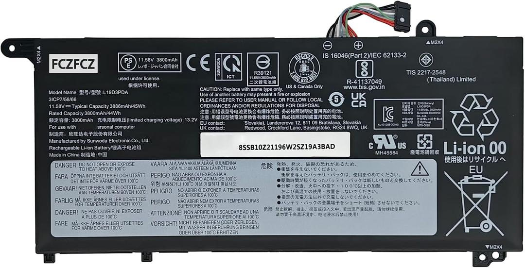 FCZFCZ L19D3PDA Battery Replacement for Lenovo ThinkBook 14 G2 ITL are / 14 G3 ACL ITL / 14 G4 ABA IAP / 14 G5 IRL ABP / 15 G2 ITL are / 15 G3 ACL ITL Series L19M3PDA L19C3PDA L19L3PDA 11.52V 45Wh