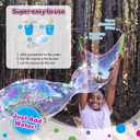 WOWmazing Giant Bubble Wands Kit: (4-Piece Set) | Incl. Wand, Big Bubble Concentrate and Tips & Trick Booklet | Outdoor Toy for Kids, Boys, Girls | Bubbles Made in The USA