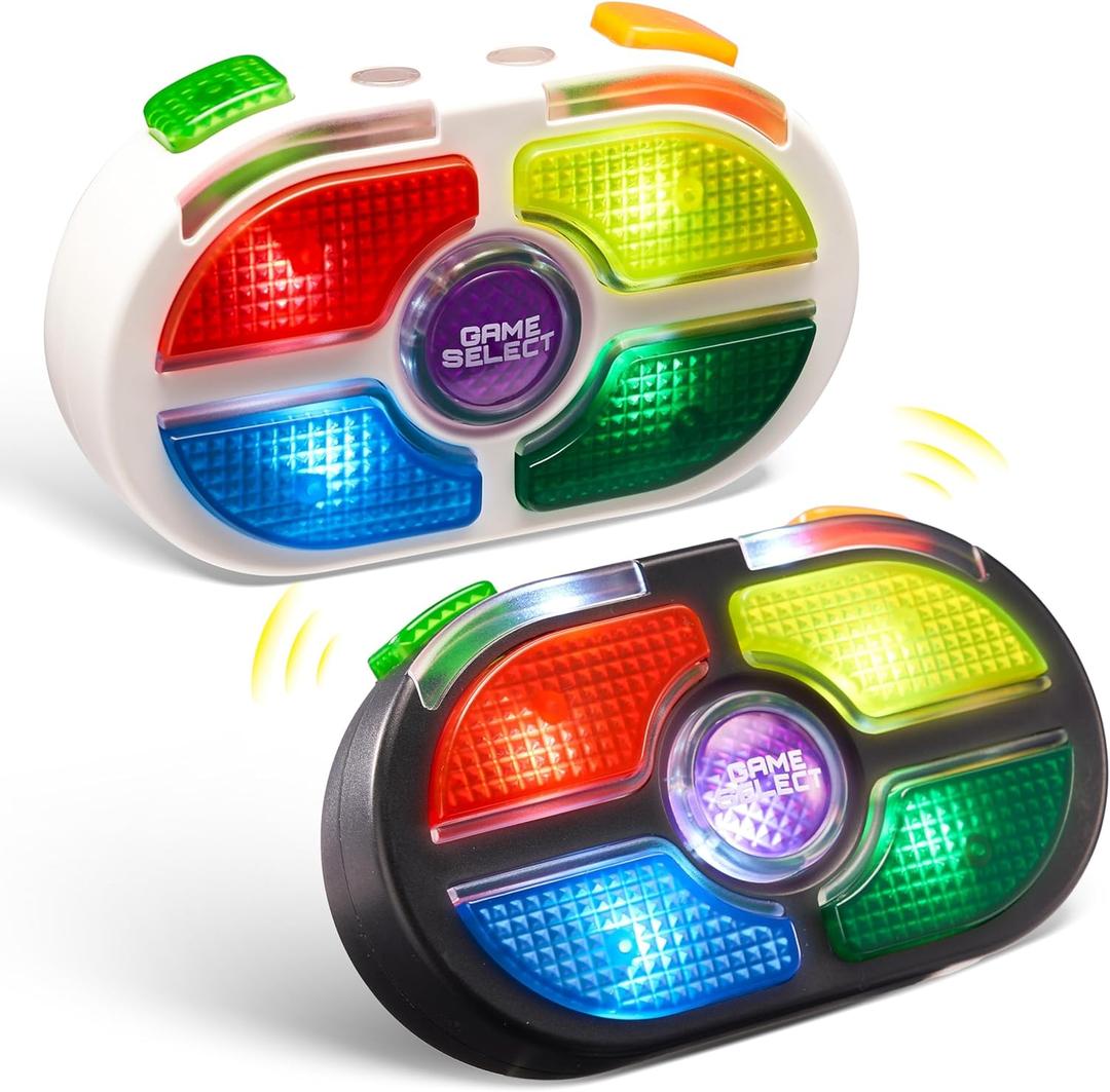 SYNCFUN 7-Key Handheld Game with 4 Game Modes, Board Games for 1 or 2 Players, Lights and Adjustable Sound, Ages 8+ (2-Pack)
