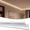 Pangda 6 Pcs 47.24" Total 23.62 ft Ceiling LED Crown Molding Trim Decorative Ceiling Molding with LED Duct Kit for Seamless Ambient Accent Lighting Waterproof Channel for Living Room Bedroom Decor