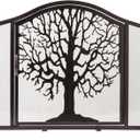Plow & Hearth Metal Fireplace Screen Tree of Life Black | 38" W x 31" H | Magnetic Hinged Door | Spark Guard Cover | Stand Alone Wrought Iron Panel Fire Place Cover