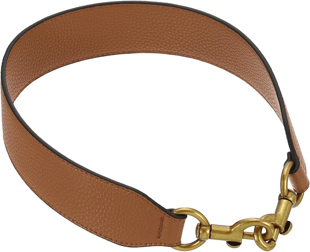 uxcell 22.83 Inch PU Leather Short Bag Strap with Clasp, Purse Handles Handbags Replacement Straps for Clutch Bag Crossbody Underarm Bags, Brown, Deep Gold Buckle