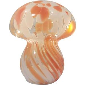 JBGIYOSG Mushroom Table Lamps Night Lights Cute Glass Nightstand Bedside Desk Lamps for Bedroom Living Study(Bulb Included) - Red