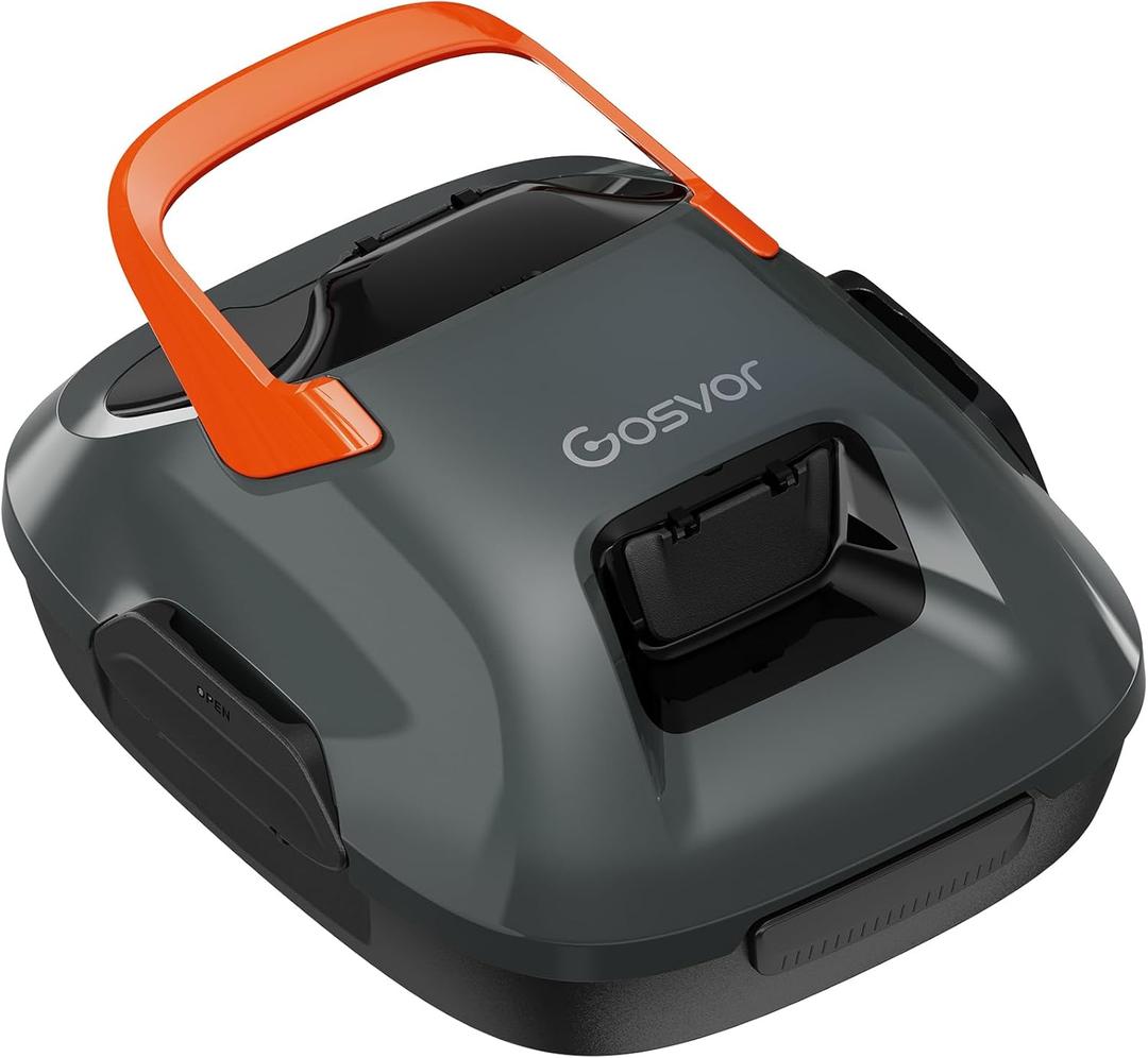 Cordless Robotic Pool Cleaner, Lasts 90 Min, Automatic Vacuum for Above-Ground Pools up to 860 Sq.ft, Portable, Self-Parking, Orange