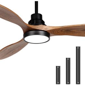 Ovlaim 52 Inch Wood Ceiling Fan with Light Remote Control, Quiet DC Motor, 3 Blades Indoor Ceiling Fan for Bedroom Living Room, ETL Listed