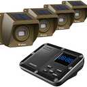 Solar Driveway Alarm Wireless Outside 1800ft Range, Outdoor Motion Sensor & Detector Driveway Alert System with Rechargeable Battery/Weatherproof/Mute Mode(1&4-Brown)