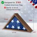 Wooden Flag Display Case for 3'x5' Folded American Flag (Not for Burial), Military Veteran Shadow Box With HD Tempered Glass, Wall Mounted Triangle Frame, Rust Brown