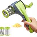 Cheese Grater with Handle, Kitchen Parmesan Cheese Grater with 2 Stainless Steel Drums, Rotary Cheese Graters Handheld for Grating and Shredding Hard Cheese, Chocolate
