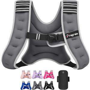 Fragraim Weighted Vest for Women Men - 8lb/10lb/12lb/16lb/22lb/25lb/30lb Weight Vest with Reflective Stripe, Detachable Phone Pouch, Ideal for Walking, Strength Training, Running, Workout, Cardio (Grey)