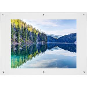 Rebecca Luxurious-18x24 Frameless Acrylic Picture Frame 18x24 inch - Ultra Clear 4mm Acrylic Floating Frame with Silver Brackets - Easy Wall Installation for Certificates, Graduation, Family Photos, Documents - Modern Photo Display (Transparent, 18x24)