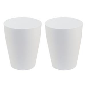 Feisco Small Trash Can,Plastic Round Bathroom Wastebasket Garbage Can for Bathroom Bedroom Kitchen Office (White, Pack of 2)