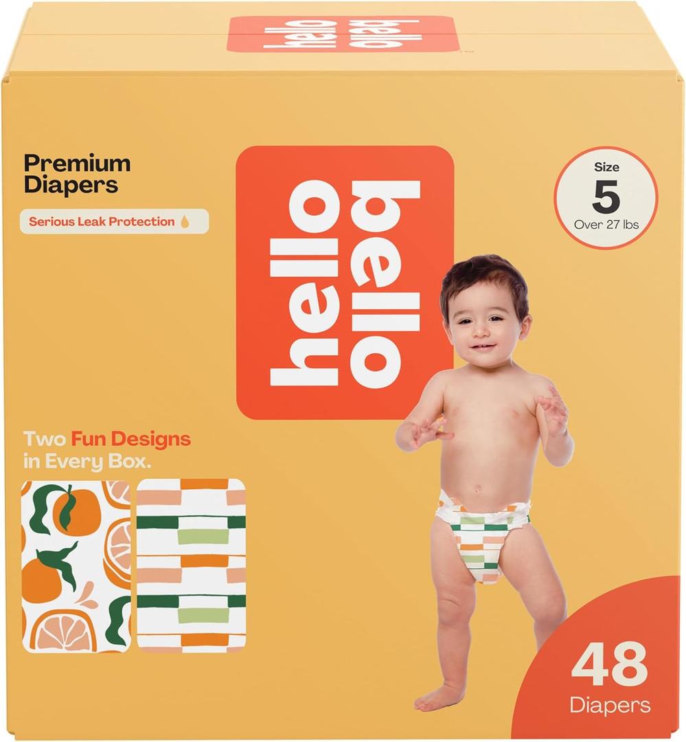 Hello Bello Premium Diapers Size 5, Main Squeeze & Zesties for The Resties Designs, 48ct Club Box