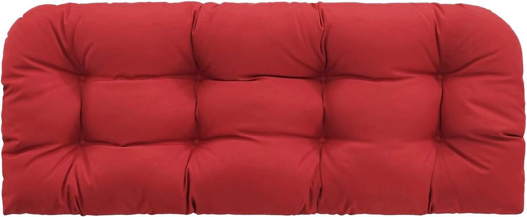 Outdoor Bench Cushion, Tufted 44x22x4 Inch Loveseat Pad for Patio Furniture Wicker Chair Garden Swing Porch Sofa, Indoor Outside Use, Fade-Resistant & Waterproof, Red