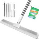 Silicone Squeegee for Floor, 180 Rotating Squeegee Broom, Floor Squeegee with a Long Handle, Squeegee for Water and Pet Hair Removal on Bathroom Floors, Tile, Glass, Indoor Window Cleaning Tool