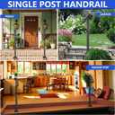 Handrails for Outdoor Steps, 1-2 Step Single Post Handrail, 38" H Rustproof Wrought Iron Stair Railing with Assembly Tool Kit for Concrete Steps, Wood Steps, Black