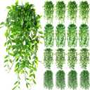 Daifunli 16 Pcs Artificial Hanging Plants Fake Hanging Ferns Plastic Fake Plants for Wall Room Garden Garland Indoor Outdoor Decor No Basket (Eucalyptus,Mandala,String of Pearls,Pea)