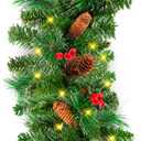 Best Choice Products 9ft Pre-Lit Holiday Pre-Decorated Christmas Garland for Stairs, Fireplace, Decoration w/PVC Tips, 50 Lights, Pine Cones, Berries - Unflocked