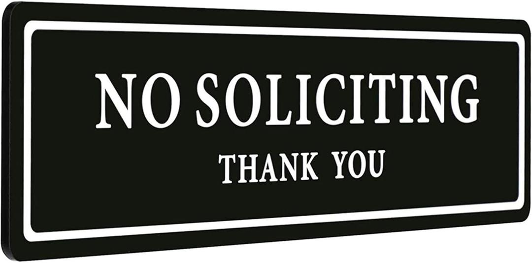 4 x No Soliciting Sign for House Front Door, No Silication Solicitation Solicitors for Home and Business, Strong Adhesive Tapes,8.0 2.3 Inch for Front Door, Window, Walls and Mailbox