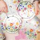 Wildflower Baby Shower Decorations,142Pcs Wildflower Baby in Bloom Plates and Napkins,Tablecloth,Cup Butterfly Floral Theme Table Decorations for Bridal Shower Birthday Party