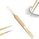 NAGARAKU Precision Fiber Tip Tweezer for Eyelash Extensions Diamond Handle 5cm Slim Tweezers Tip Anti-Static Anti-Slip Stainless Steel Pointed Separate Eyelashes Straight Tweezers with Box(AG-01)