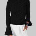 BTFBM Women's 2025 Fashion Tops Long Sleeves Fall T-Shirts Cute Crewneck Basic Business Tees Blouses(Black,X-Small) (Black, XS)