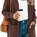 TASAMO Women's Kimono Cardigan Long Sleeve Open Front Casual Knit Sweaters Coat Oversized Soft Outwear with Pockets, XL