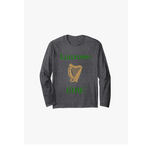 Liatroim County Leitrim as Gaeilge Gaelic Irish Celtic Harp Long Sleeve T-Shirt, Size 2XL