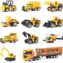 Jenilily Construction Toys Truck Die-cast Vehicle Transporter Car Set Excavator Dump Truck Digger Backhoe for Boys Kids 3 4 5 Years Old