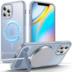 Anqrp Magnetic Case for iPhone 12/12 Pro, Innovative Invisible Stand, [Compatible with Mag-Safe], Military Drop Shockproof Translucent Matte Phone Case Cover for iPhone 12/12 Pro 6.1" Steel Blue