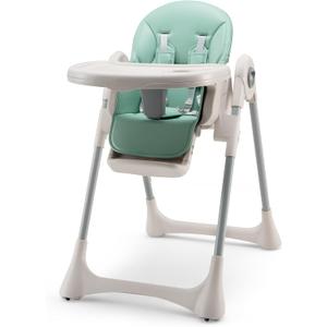GYMAX Baby Highchair, Adjustable Toddler High Chair with Removable Tray & 5-Point Harness, Foldable Infant Dining Feeding Chairs for 7-36 Months (Green)