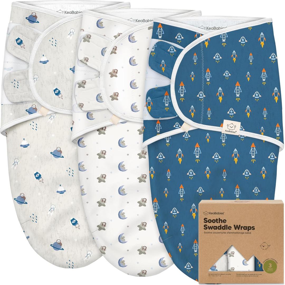 3-Pack Organic Baby Swaddle Sleep Sacks - Swaddles for Newborns, Infant 0-3 Months, Baby Girls, Boys, Soft & Snug Newborn Sleep Sack, Nursery Swaddling Blankets (Cosmo, OS)